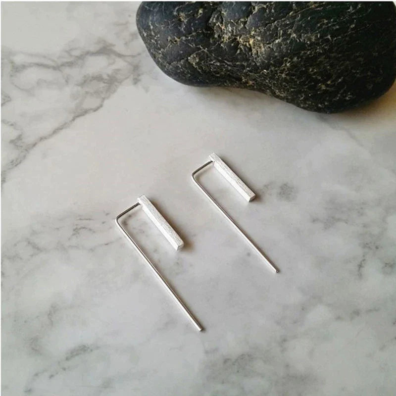 Trendige Einfache Geometrische Quadratische Hakenohrringe | Shop Nory