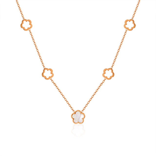 Edelstahl Weiß Muschel Blume Stud Halskette | Shop Nory