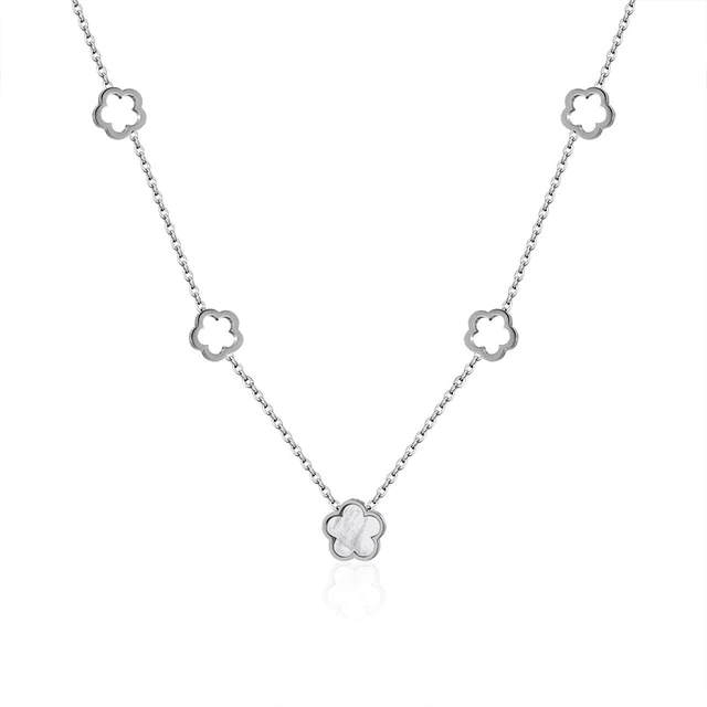 Edelstahl Weiß Muschel Blume Stud Halskette | Shop Nory