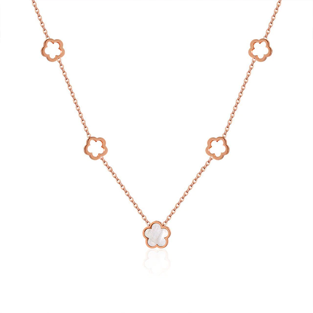 Edelstahl Weiß Muschel Blume Stud Halskette | Shop Nory