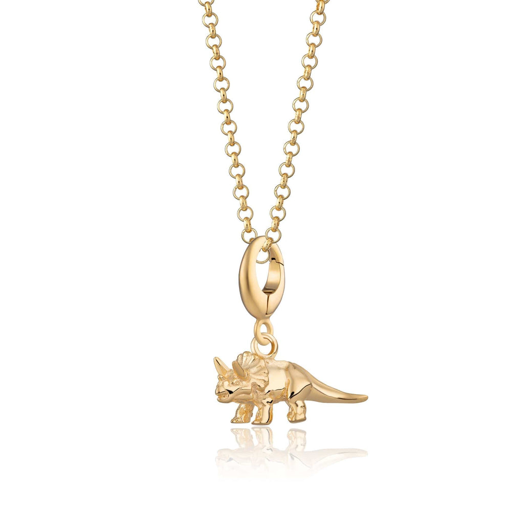 Gold Triceratops Dinosaur Charm Necklace | Shop Nory