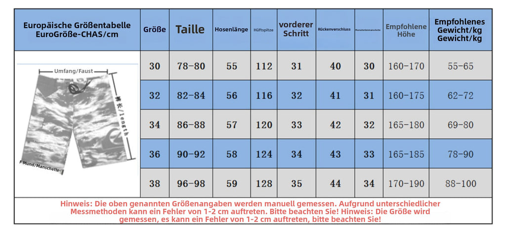 Schnell trocknende Strandhose in großen Größen