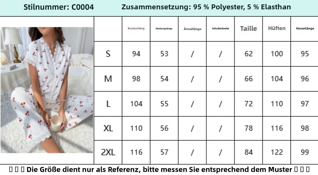 Schlafanzug mit Kirschdruck und Revers