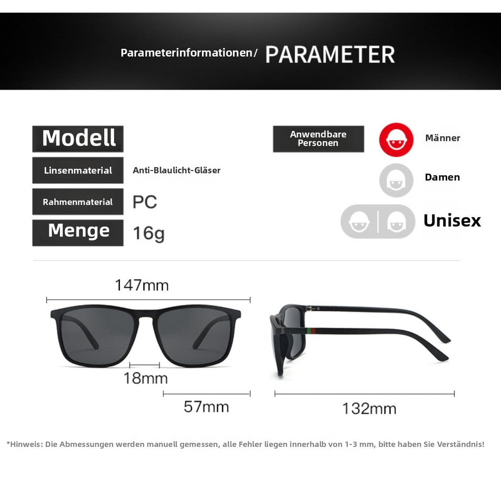 Shopnory | UV-Schutz quadratische polarisierte Sonnenbrille mit großem Rahmen