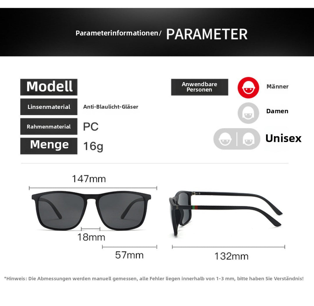 Shopnory | UV-Schutz quadratische polarisierte Sonnenbrille mit großem Rahmen
