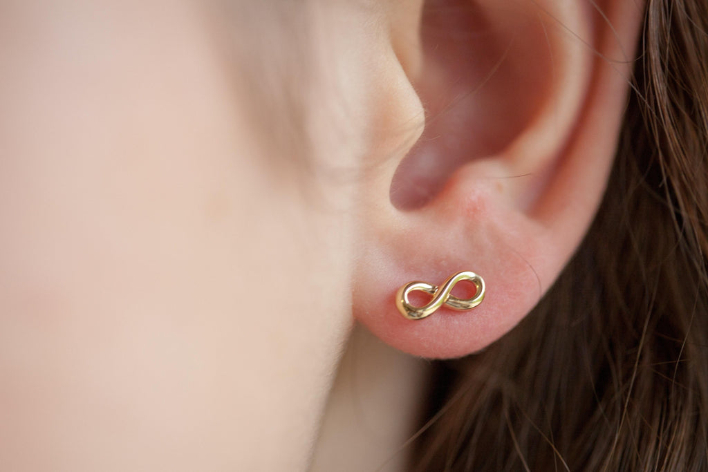 Ohrstecker Unendlichkeit Infinity kleine Ohrringe Vergoldet Liebe Symbol | Shop Nory
