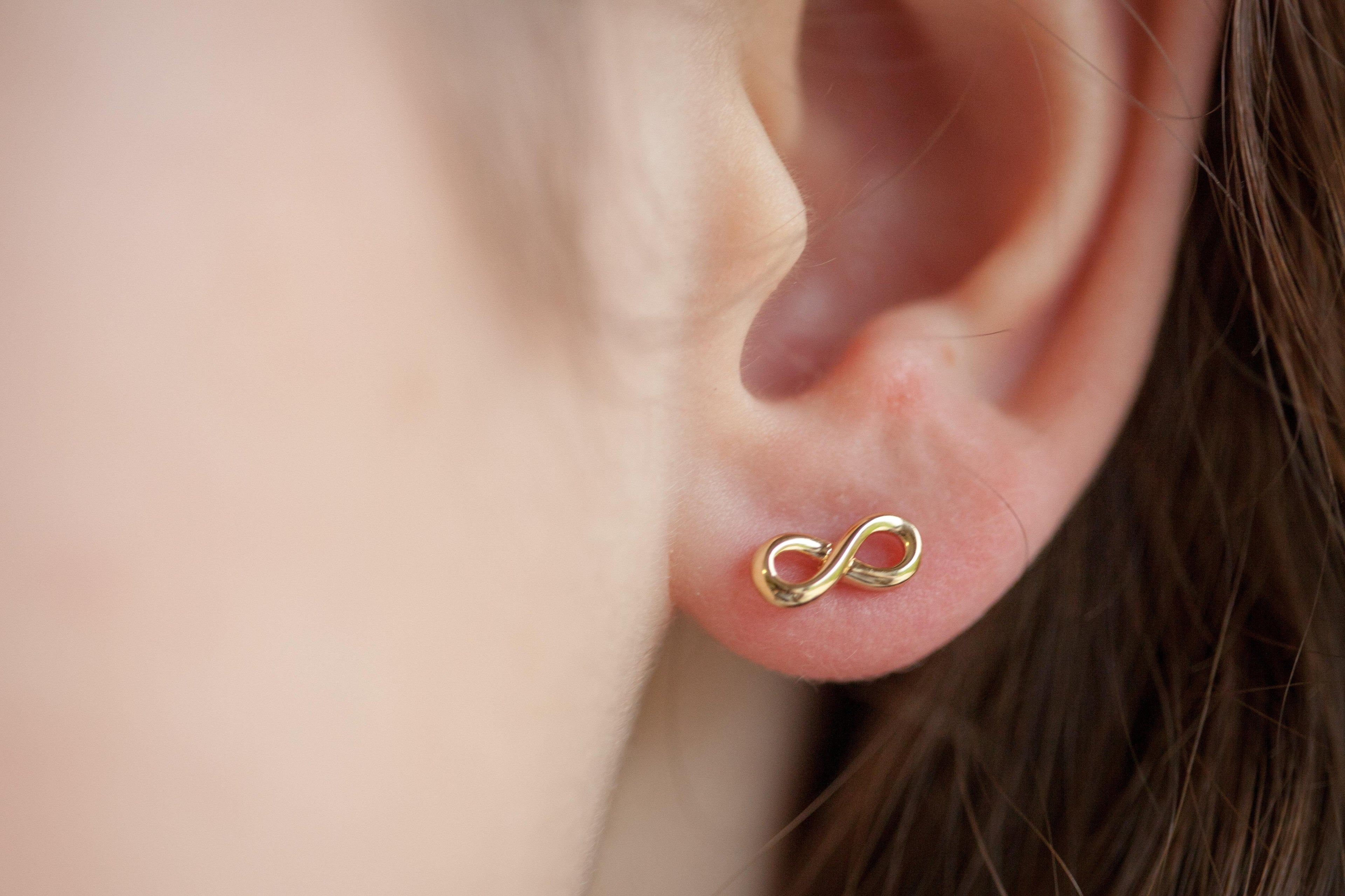 Ohrstecker Unendlichkeit Infinity kleine Ohrringe Vergoldet Liebe Symbol | Shop Nory