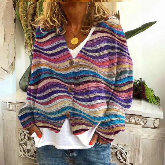 Damen Knopf Blumen Cardigan aus Daunen Warm