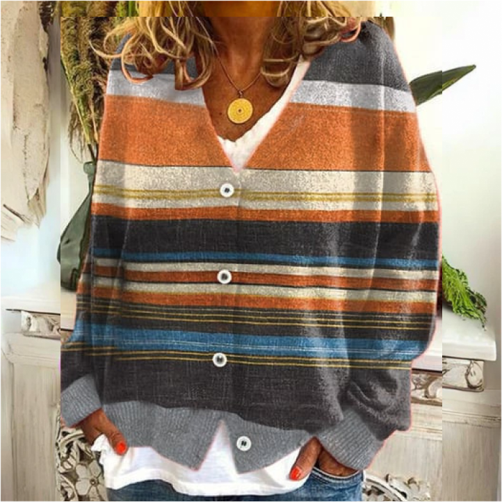 Damen Knopf Blumen Cardigan aus Daunen Warm