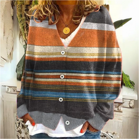 Damen Knopf Blumen Cardigan aus Daunen Warm