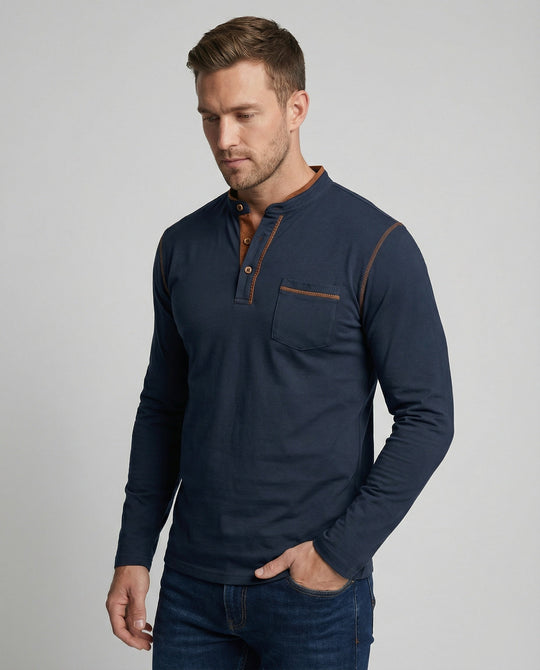 Langarm Henley Shirt