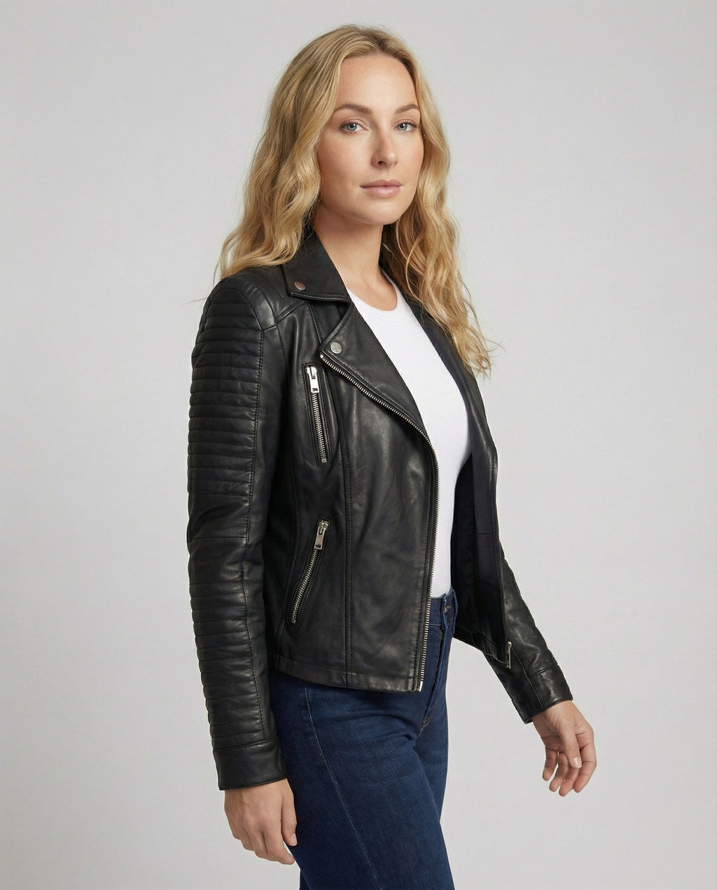 Damen Lederjacke Stilvoll Zeitlos