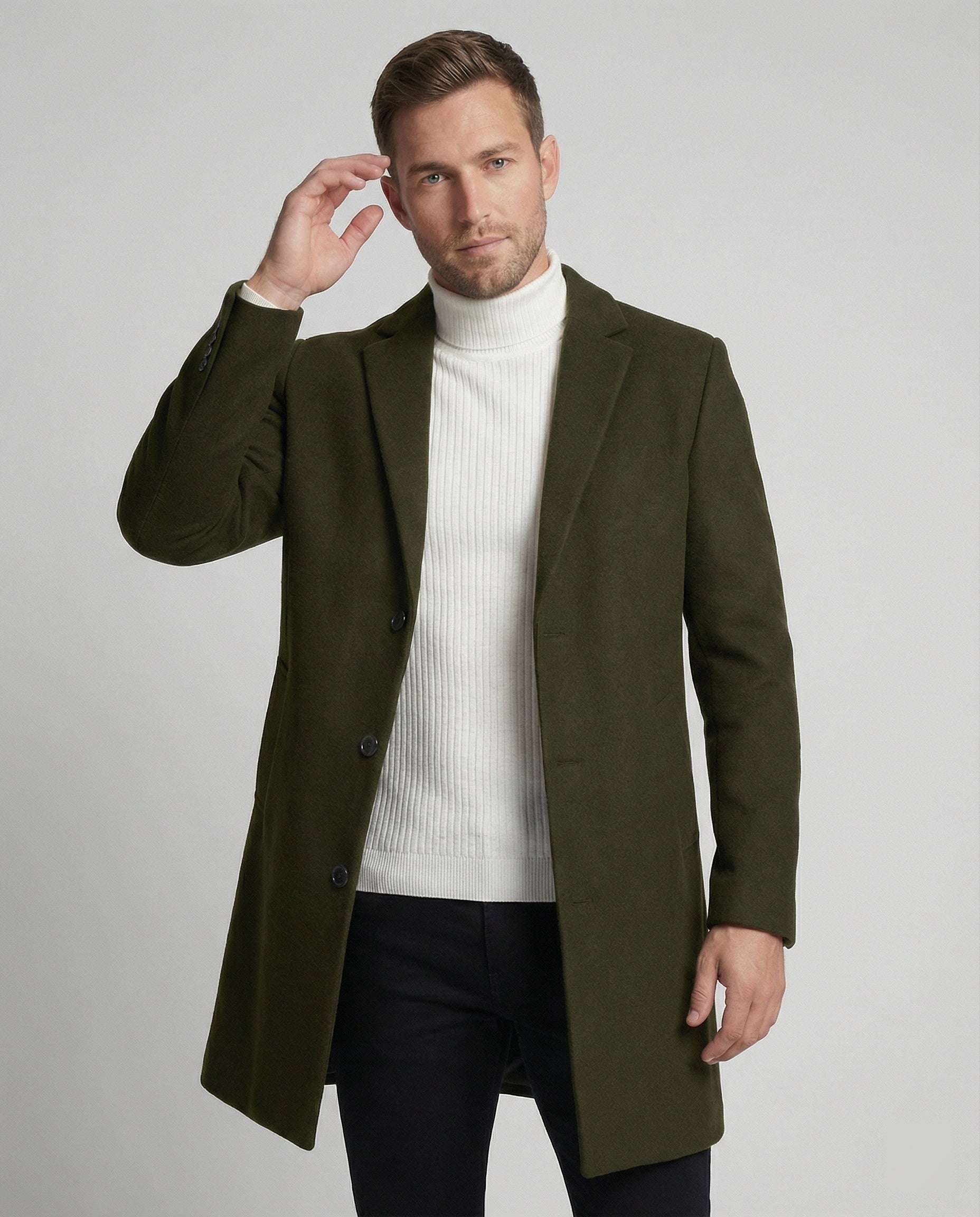 Herren eleganter Longblazer mit modernem Schnitt und doppelter Knopfreihe