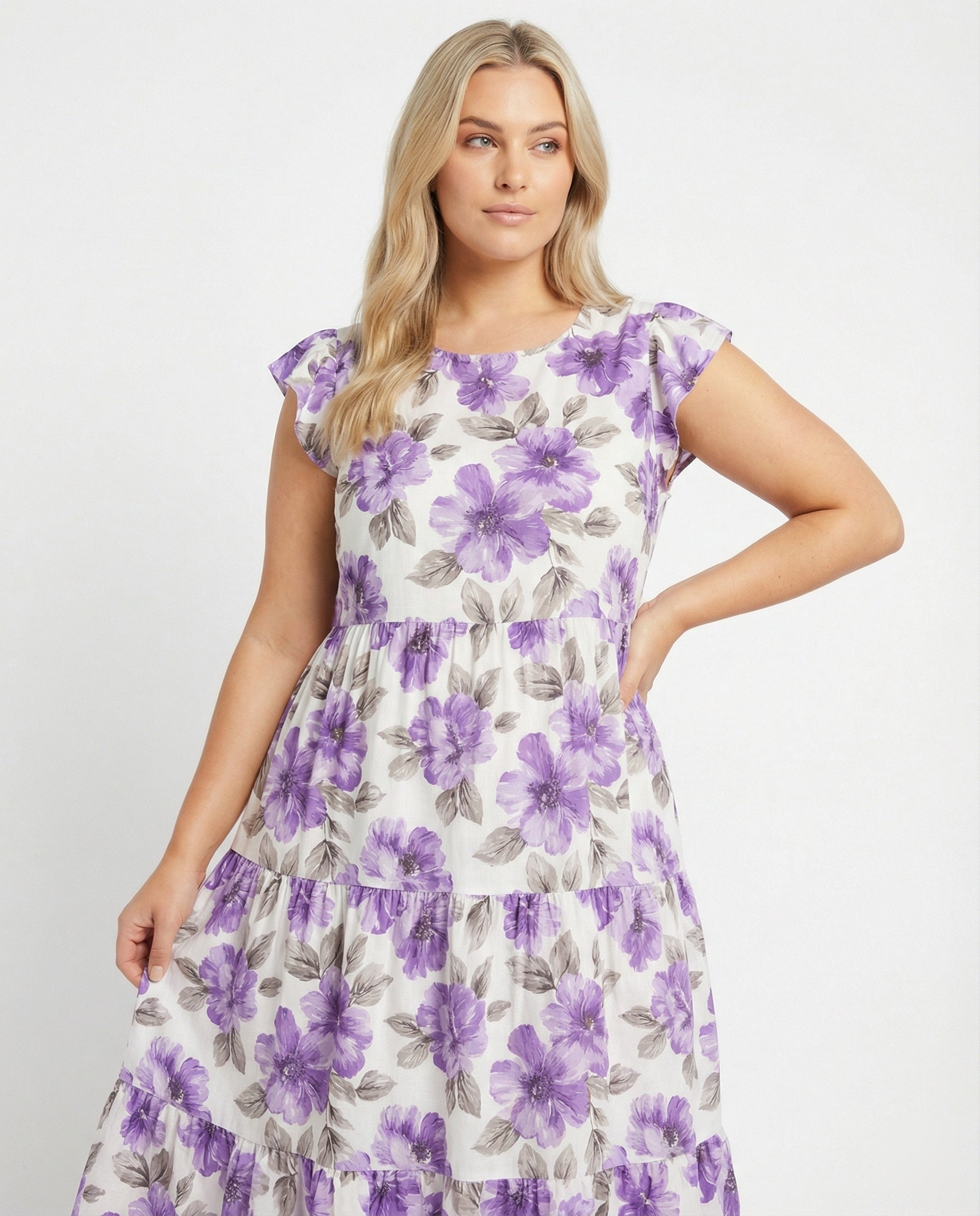 Damen Sommerkleid knielang mit Volant