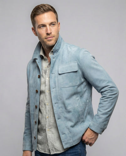 Herren lässige Wildlederjacke mit praktischem Kragen