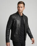Herren Elegante Kunstlederjacke mit Steppdetails