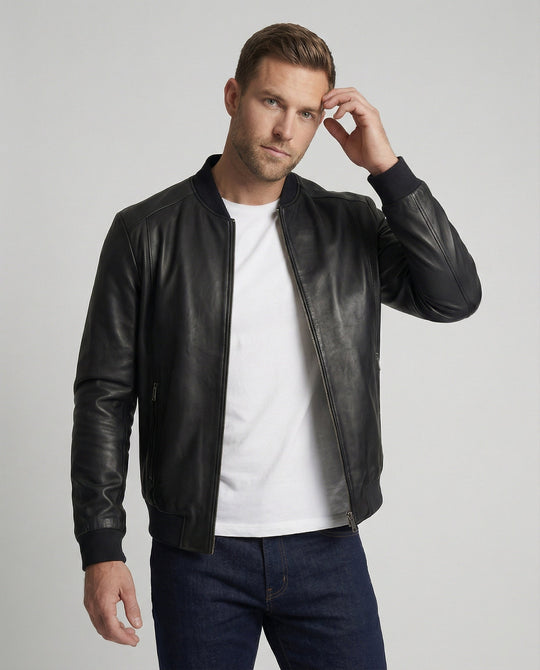 Herren Lederoptik Bomberjacke