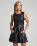 Damen Lederkleid mit schwingendem Rock