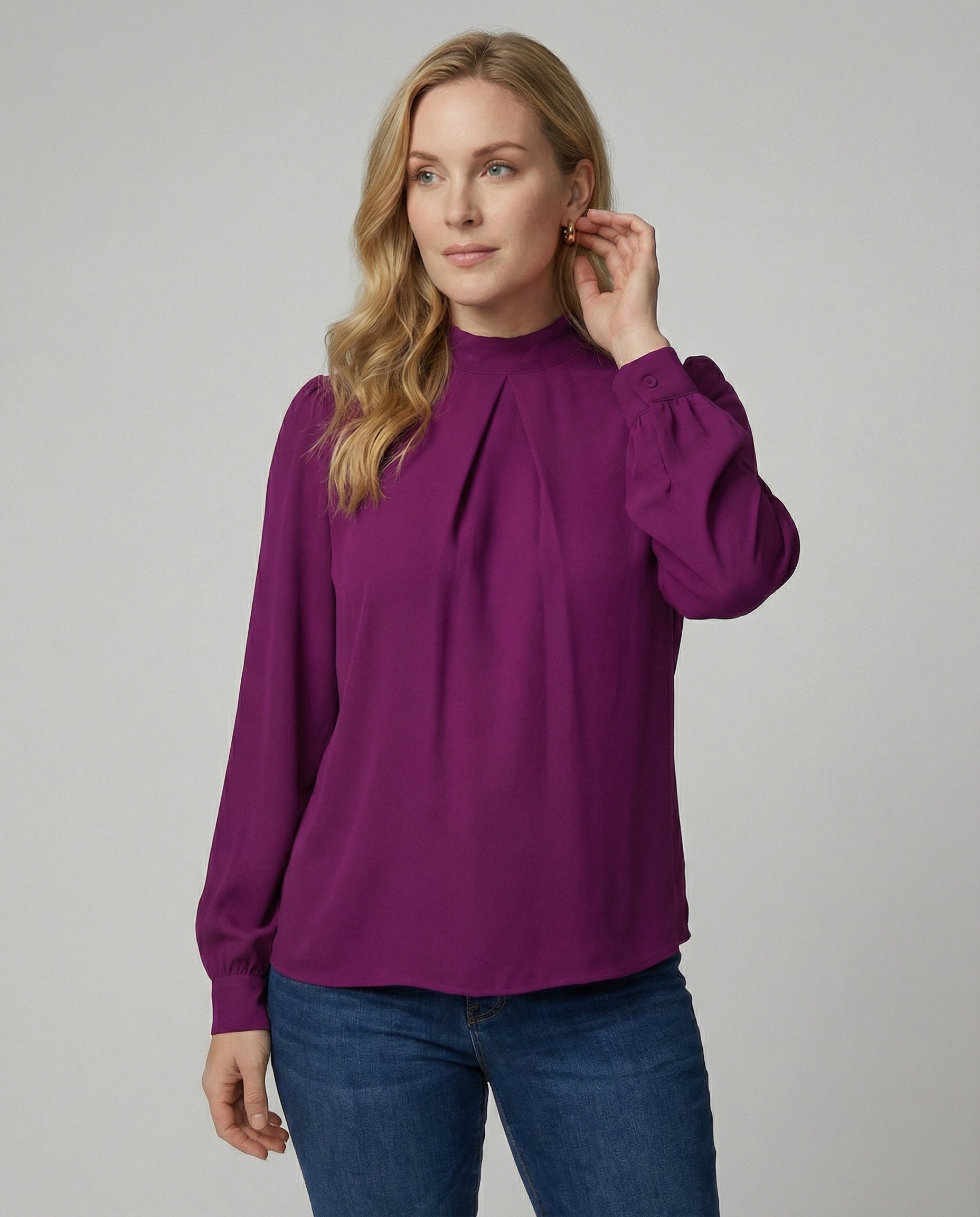 Damen elegante Bluse mit Stehkragen