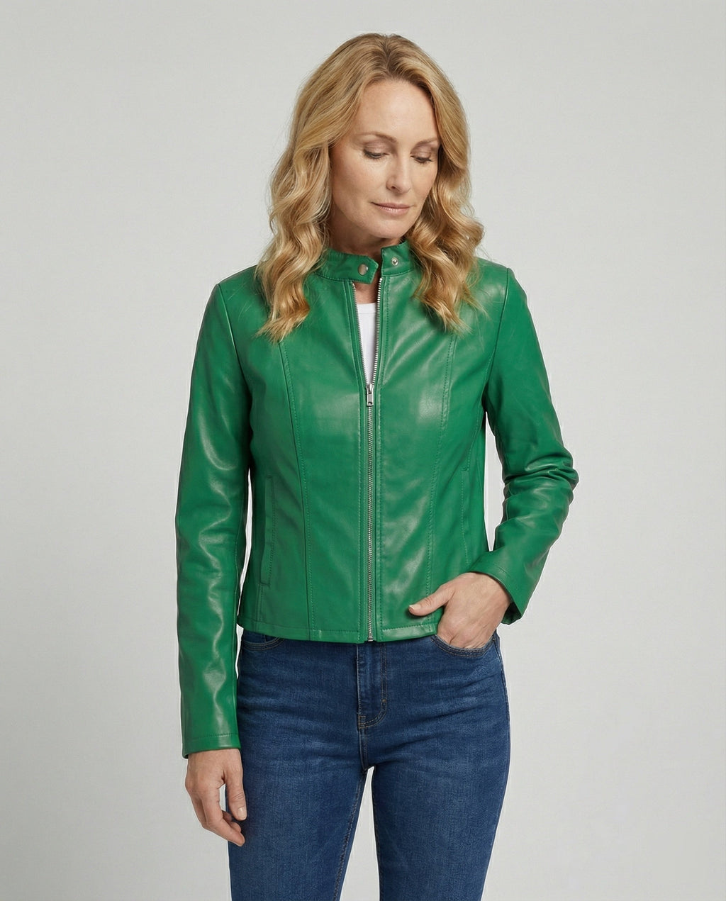 Damen Bikerjacke Lederimitat