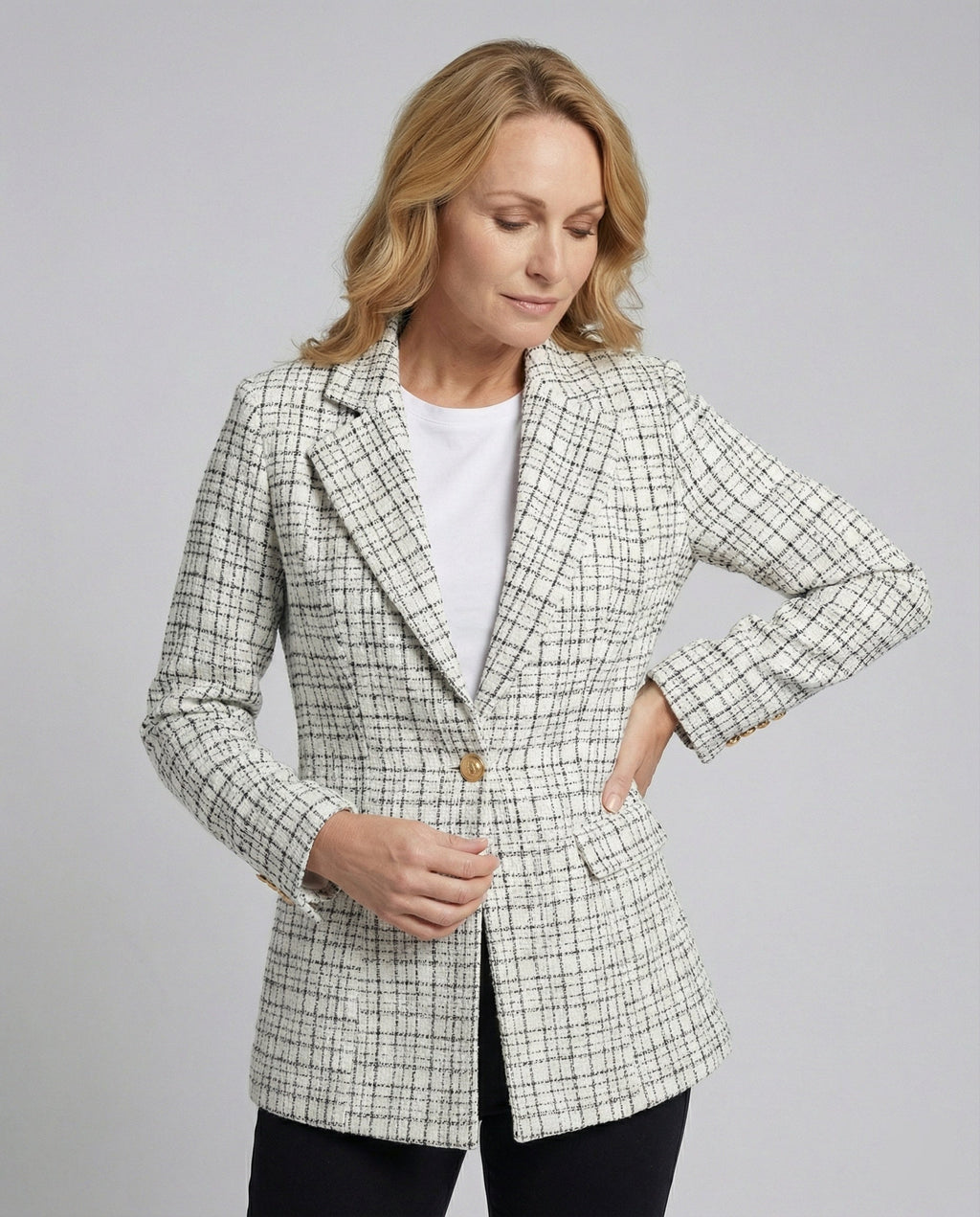 Damen Blazer Hahnentritt tailliert