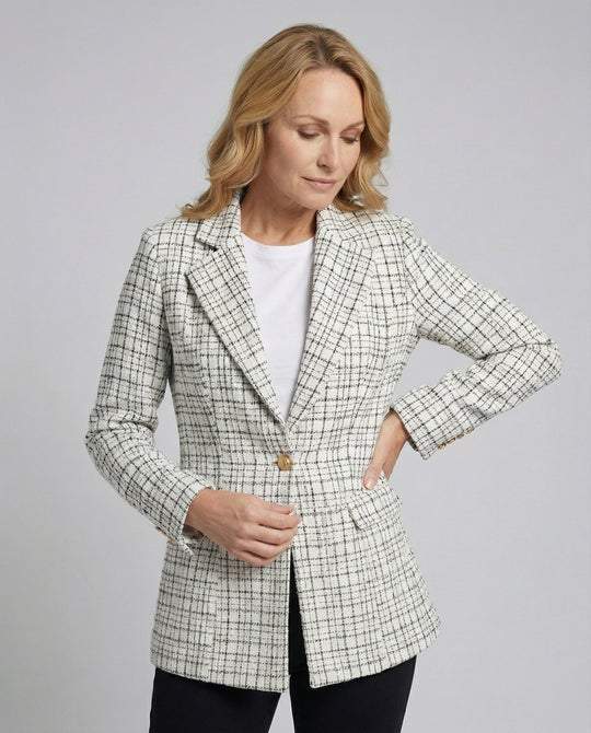 Damen Blazer Hahnentritt tailliert
