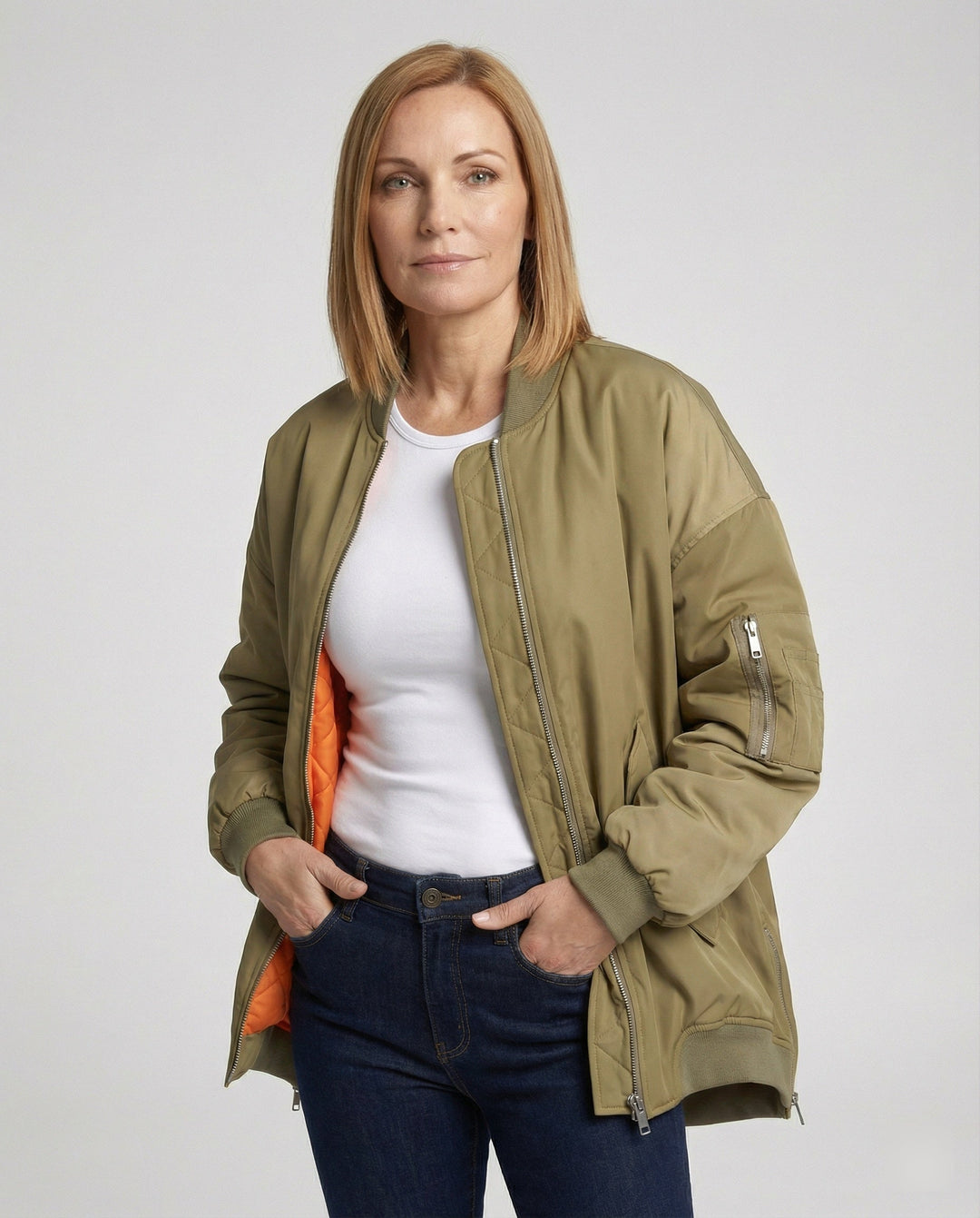 Damen gefütterte Bomberjacke