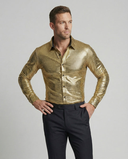 Herren Hemd mit glanzvollem Wabenmuster