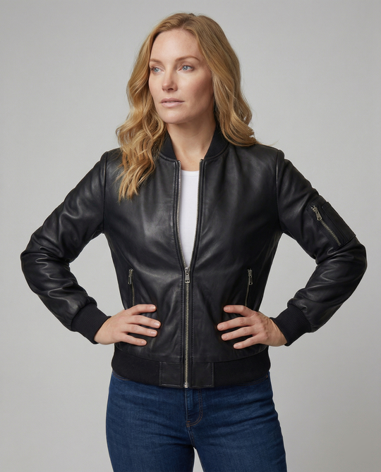 Leichte Steppjacke Damen aus hochwertigem Kunstleder