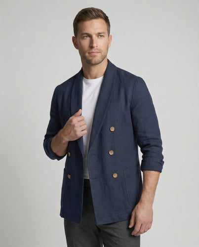 Herren Leichte Leinenjacke mit doppelter Knopfleiste