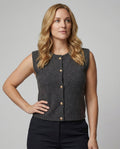 Damen Strickweste elegant mit Knopfverschluss