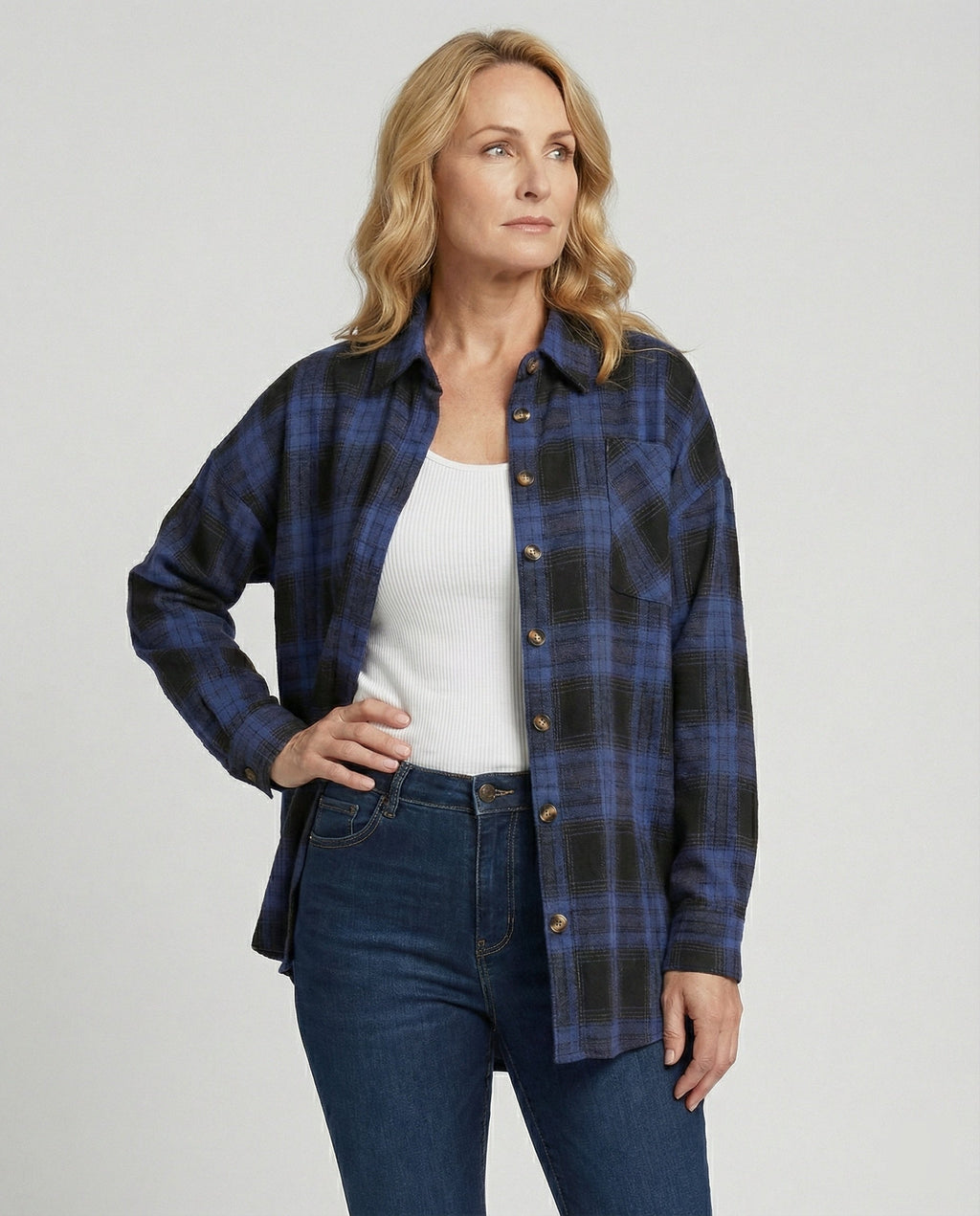 Damen Hemdjacke Flanell weit