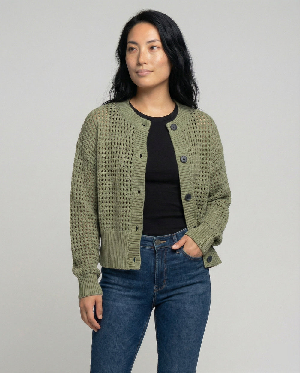 Damen luftiger Strickcardigan