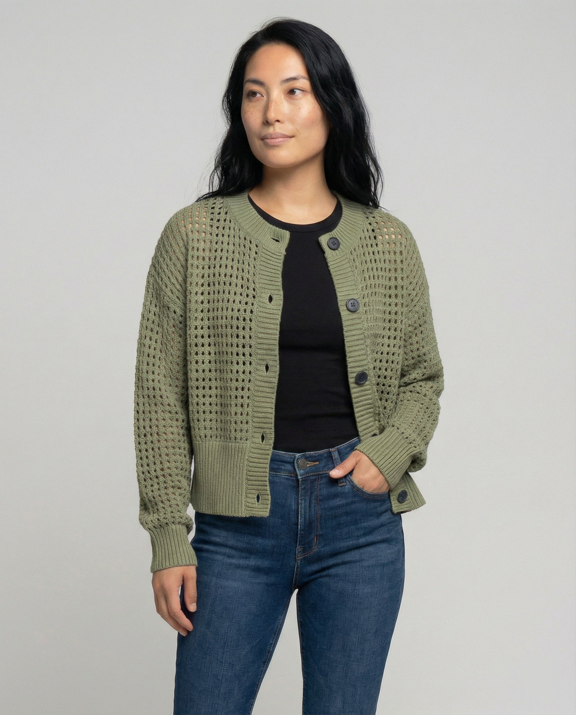 Damen luftiger Strickcardigan