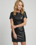 Damen Kunstleder Minikleid Figurbetont