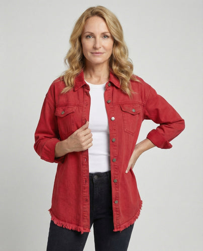 Damen Langarmhemd Jeansjacke Stil