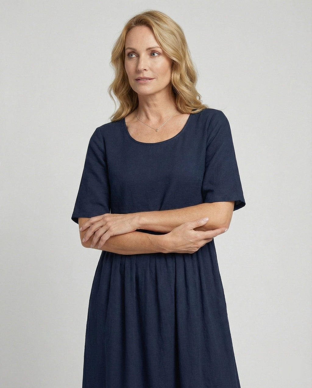 Freizeitkleid Damen Midikleid Leinenoptik