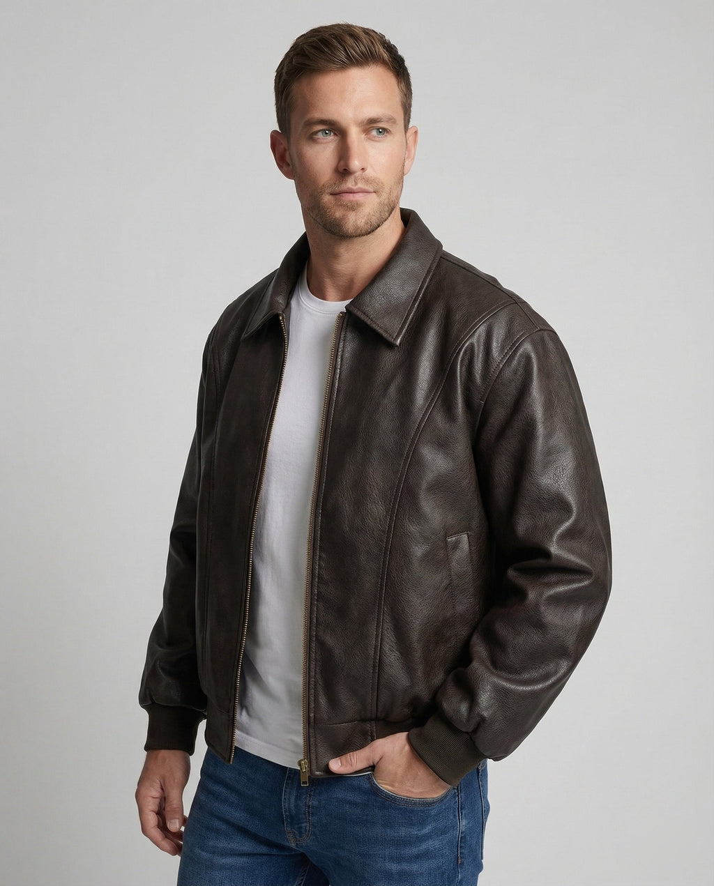 Herren Premium Leder Bomberjacke