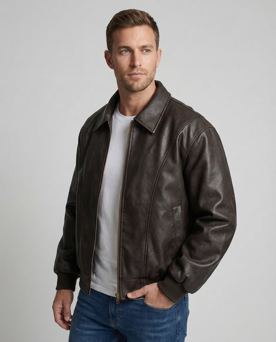 Herren Premium Leder Bomberjacke