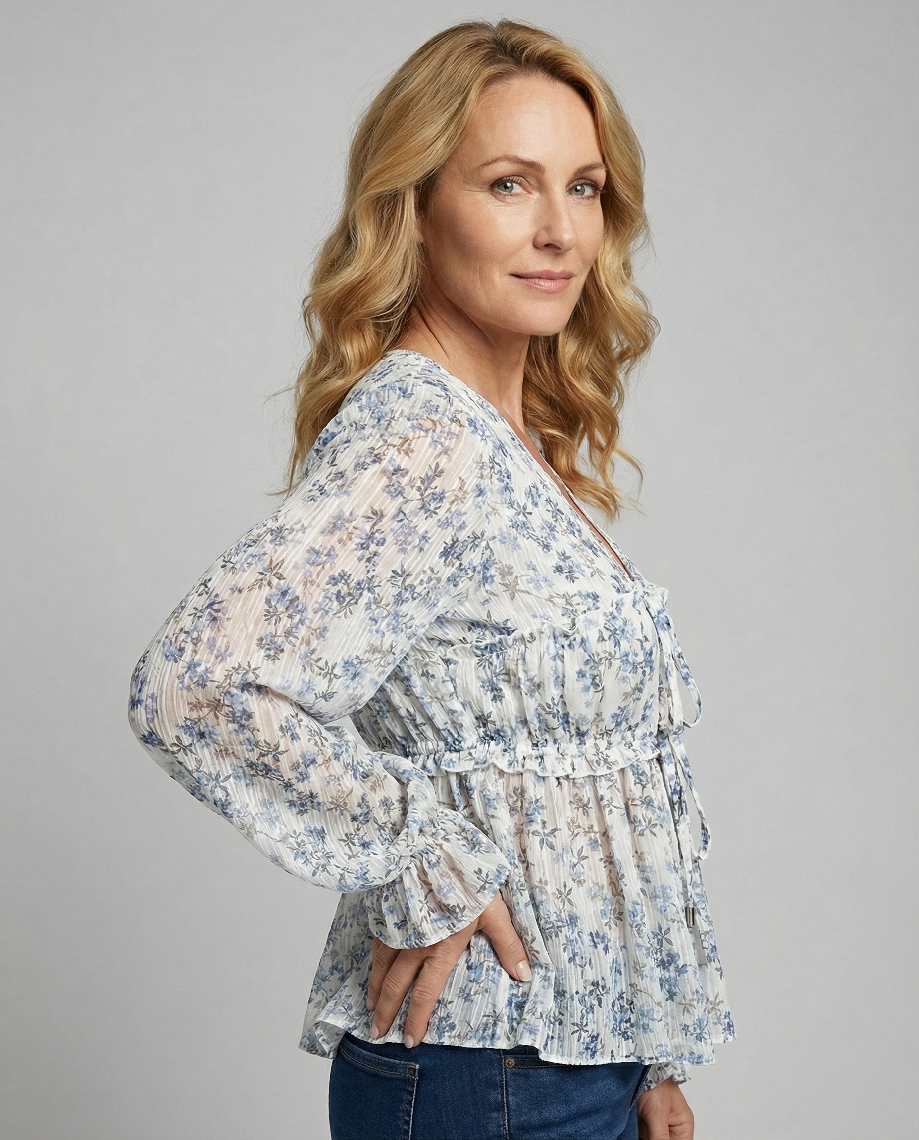 Bluse Damen Chiffon Schnürung