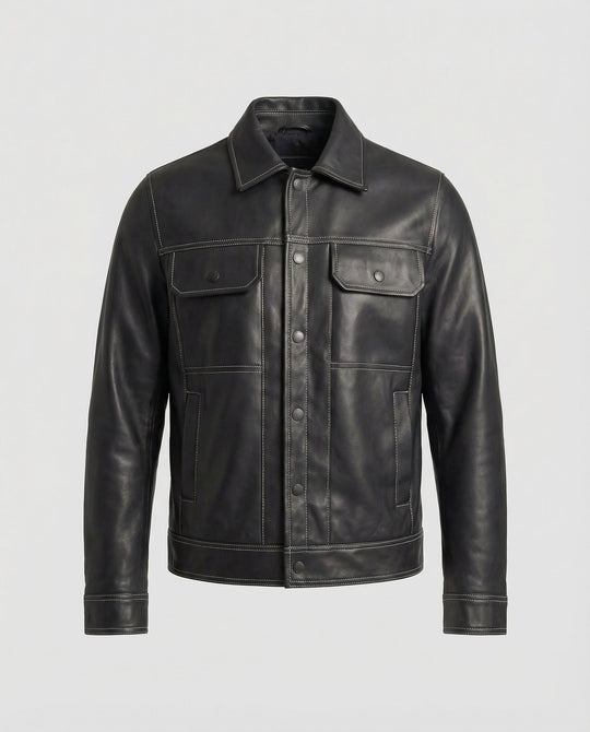 Herren Overshirt Jacke Lederlook
