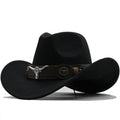 ShopNory - Western-Stil Filzhut mit Stier-Schnallenband