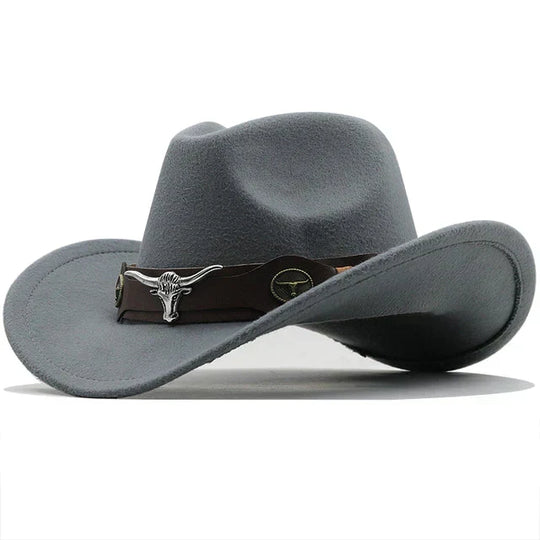ShopNory - Western-Stil Filzhut mit Stier-Schnallenband