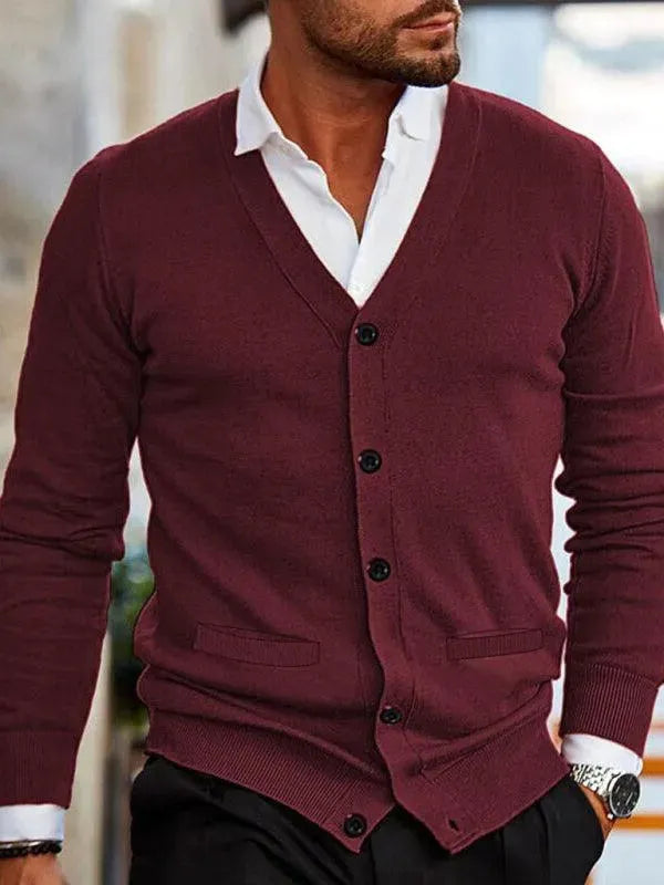 Ausschnitt Herren Strickjacke Pullover