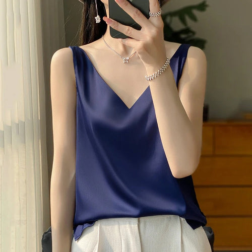 Ärmelloses Top Aus Satin-Seide