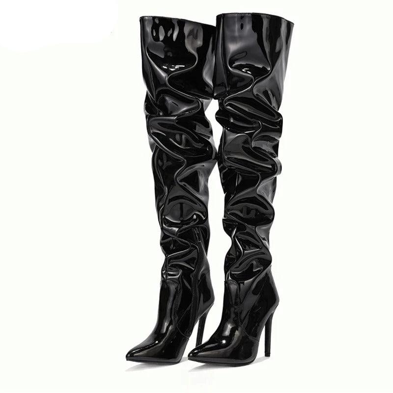 Frauen Über-den-Knie Stiefel Leder Stil