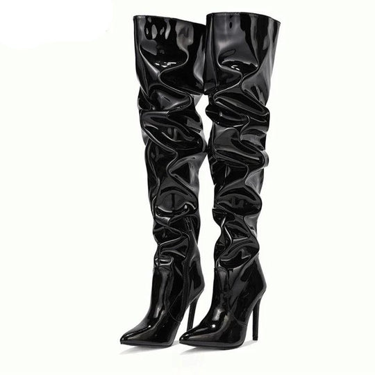 Frauen Über-den-Knie Stiefel Leder Stil