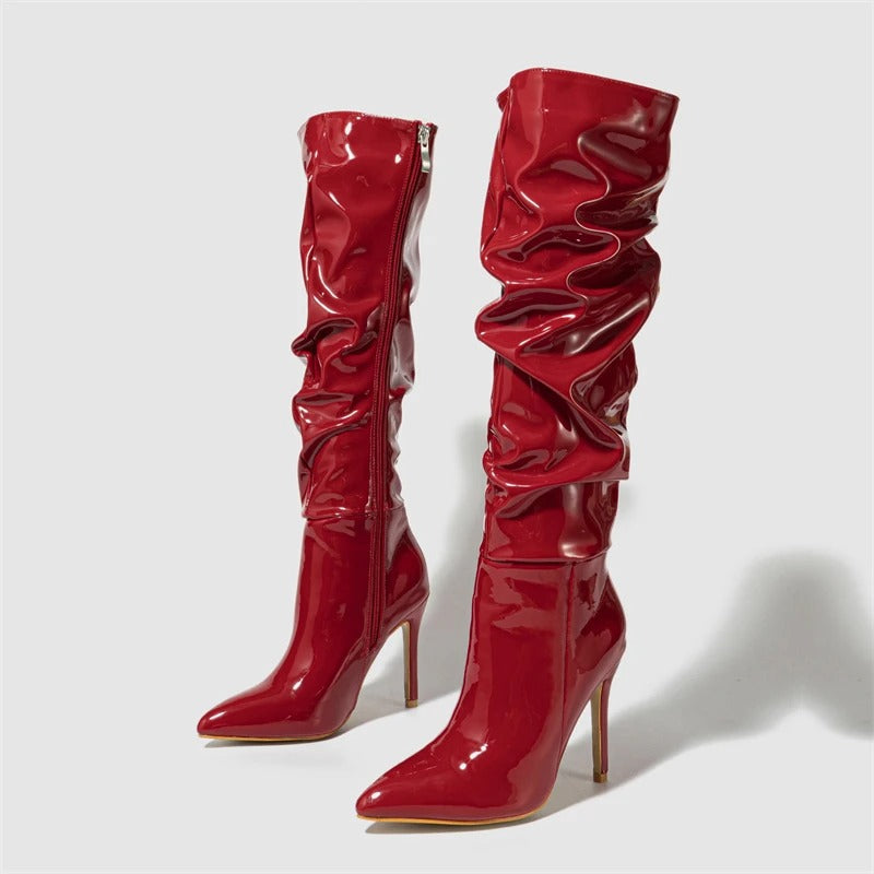 Frauen Über-den-Knie Stiefel Leder Stil