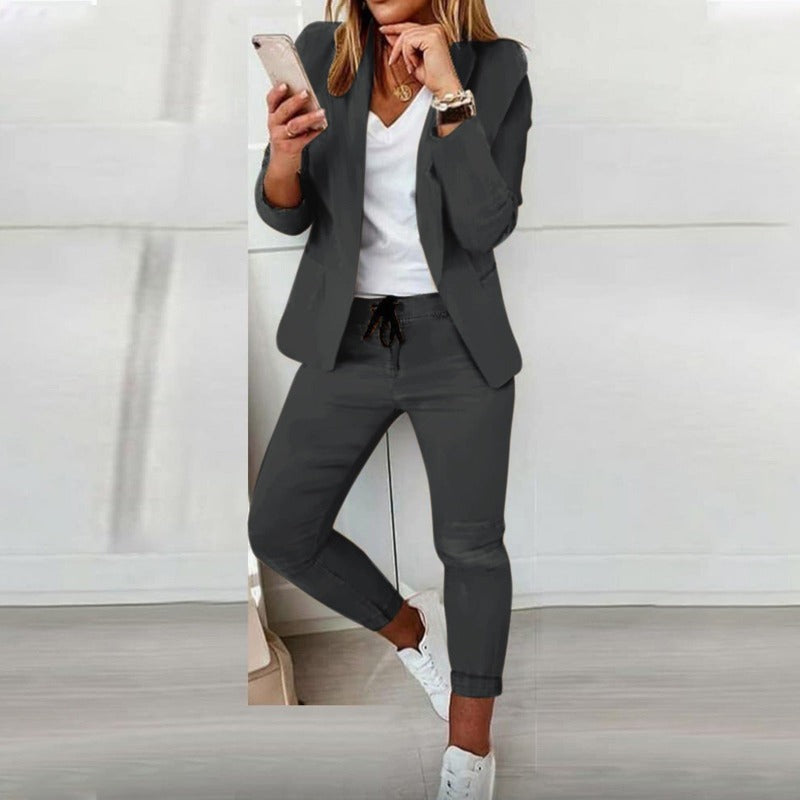 Anzug - Eleganter Blazer mit Ein-Knopf - Jogginghose mit Elastischem Bund