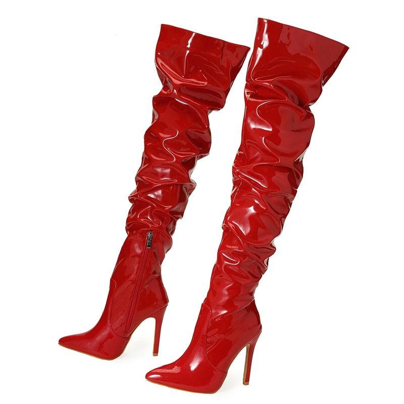 Frauen Über-den-Knie Stiefel Leder Stil